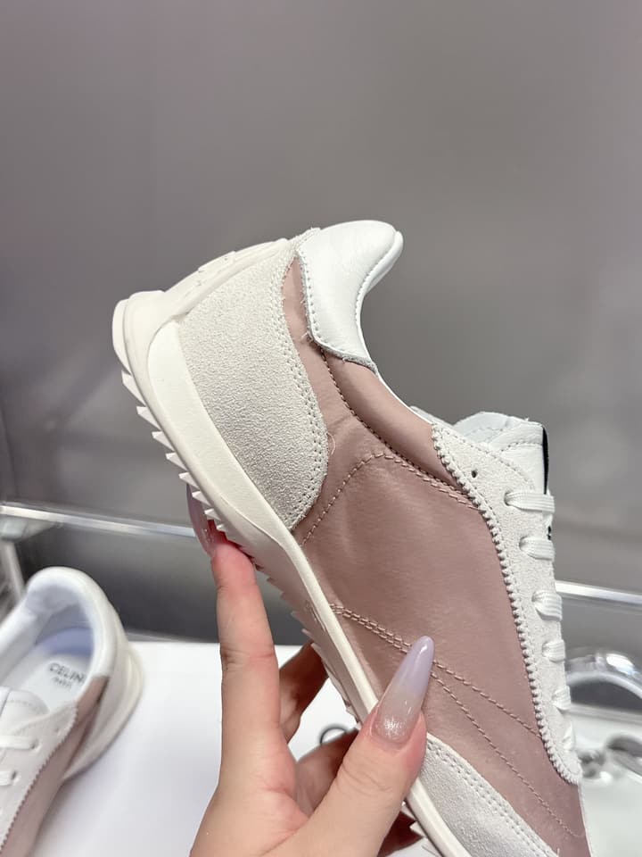 Celine Racer Women's Low-Top Sneakers in Black With White Laces