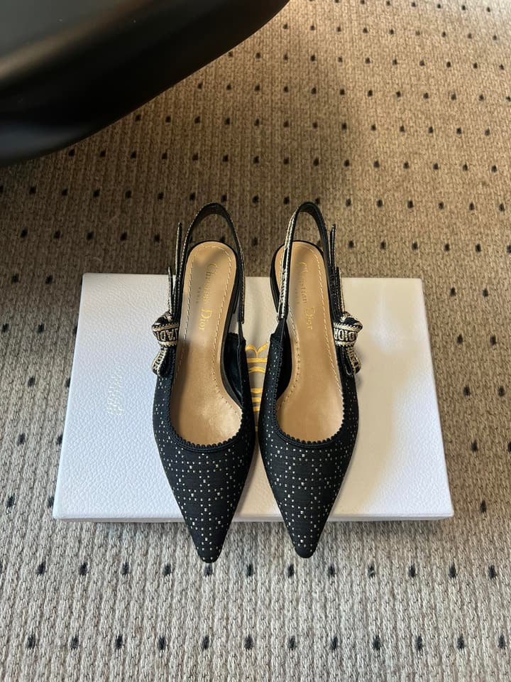 Dior Classic Polka Dot Bow Pumps in Deep Quilted Black