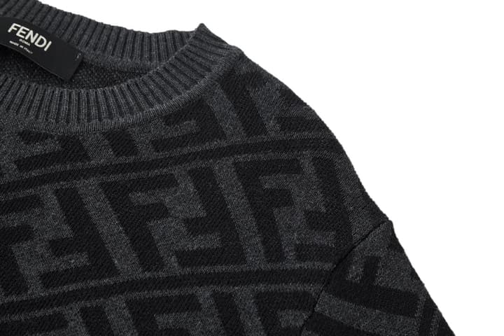 Fendi Jacquard Double F Wool Sweater in Black-gray Ff Jacquard