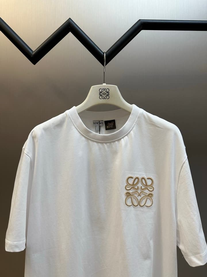 Loewe Double Anagram Embroidery Crewneck T-Shirt in Black