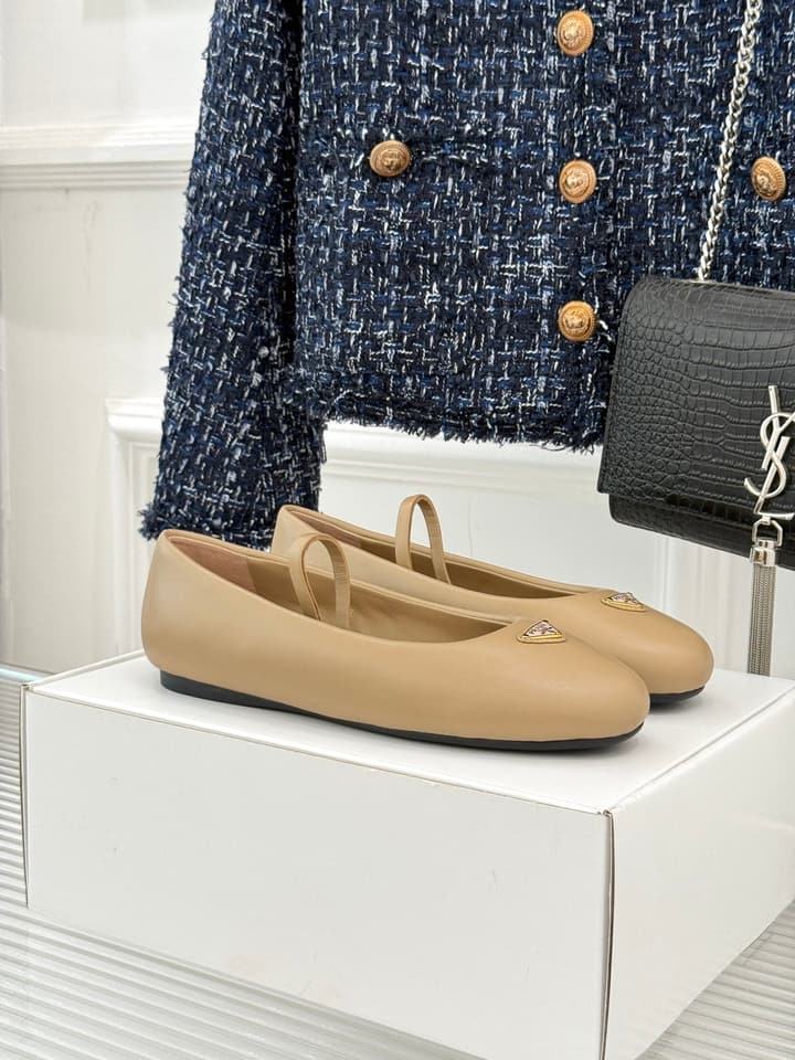 Prada Classic Mary Jane Flats in Cream