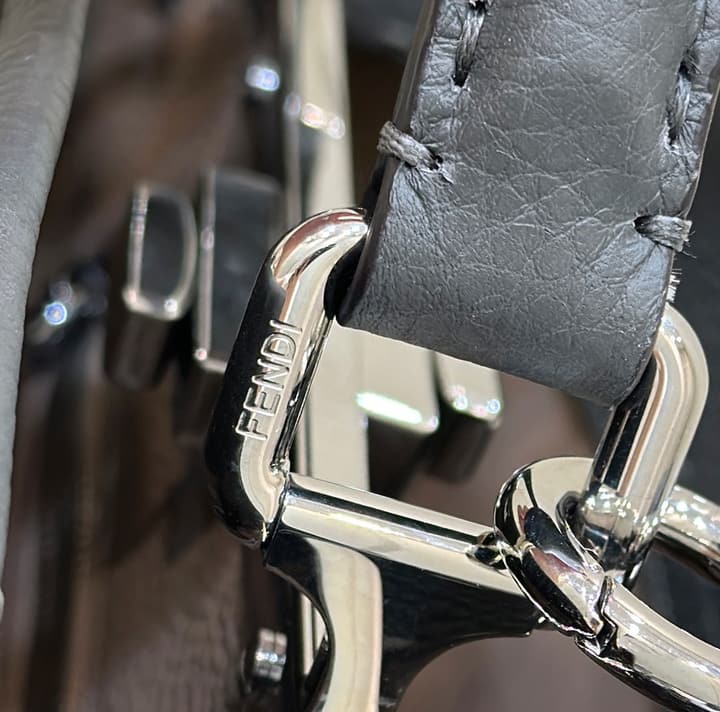 Fendi Classic Peekaboo Handbag in Classic Black With Patterned Strap