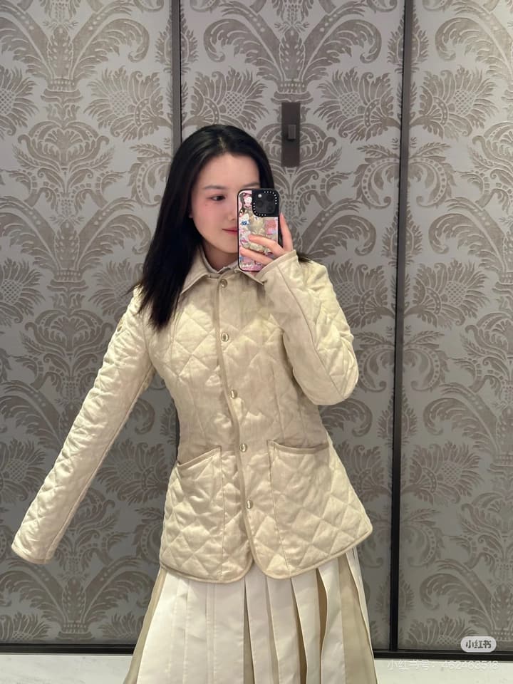 Moncler Quilted Padded Slim-Fit Jacket in Khaki