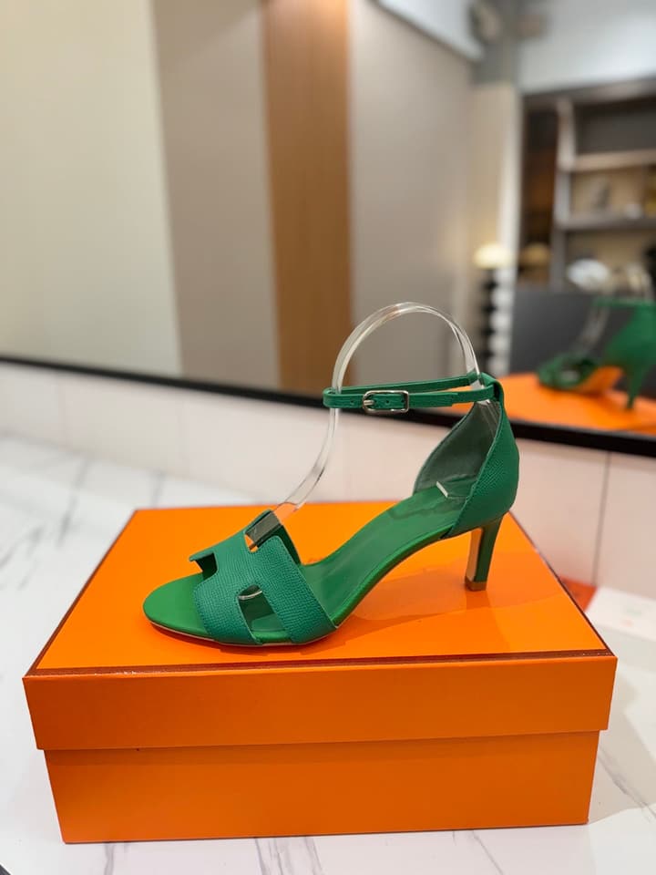 Hermès Classic Palm Grain Cowhide Heels – 6.5cm in Black