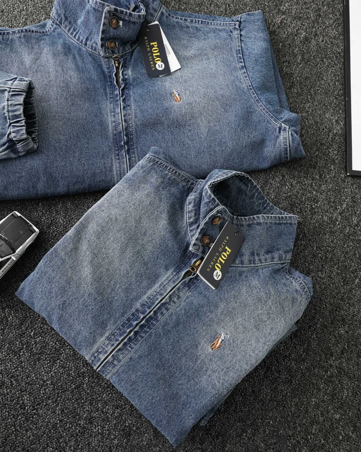 Ralph Lauren Washed Denim Jacket – 2025 Fall Collection in Classic Blue Denim