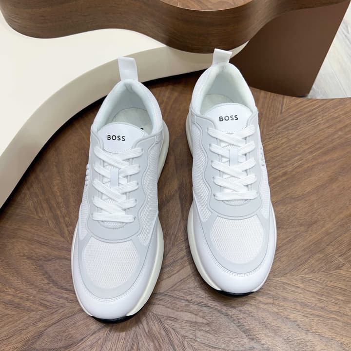 Boss Men's Knit and Leather Sneakers