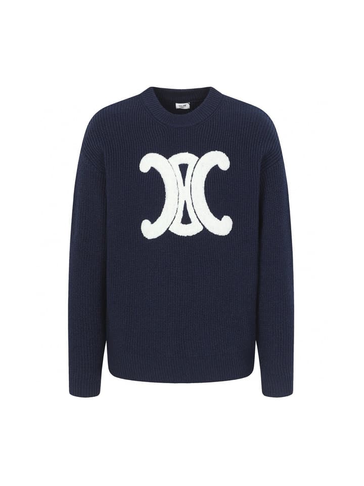 Celine Arc de Triomphe Logo Wool Sweater – 25FW in Grey
