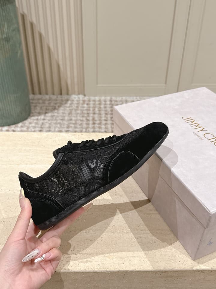 Jimmy Choo Diamond Lace Sneakers in Black Lace