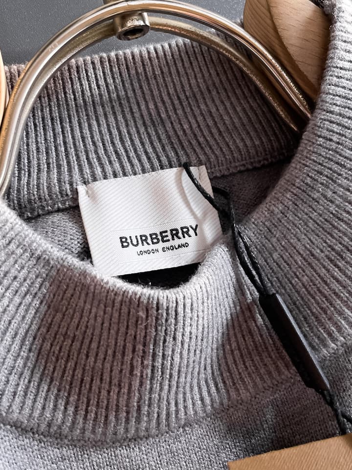 Burberry Half-Zip Wool Blend Sweater in Black Logo