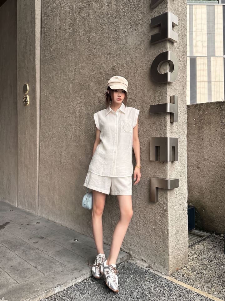 Dior Embroidered Logo Pocket Shirt Set in Pink