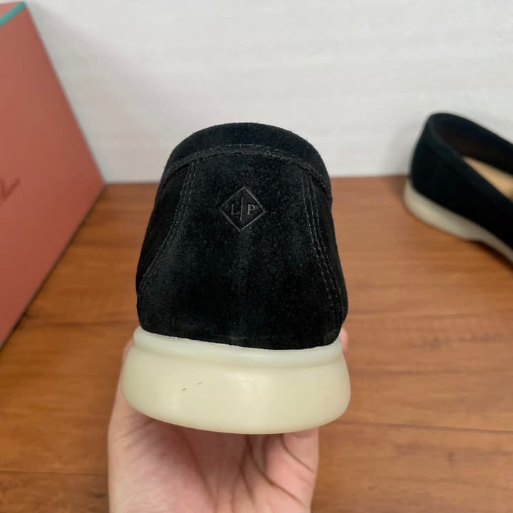 Loro Piana Suede Slip-On Loafers in Black Suede