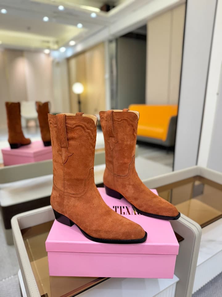 Paris Texas Western Ankle Boots in Black Suede