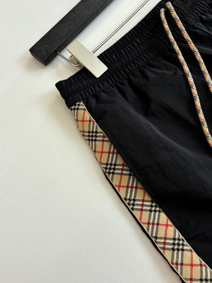 Burberry Nylon Side Check Drawstring Shorts in Black