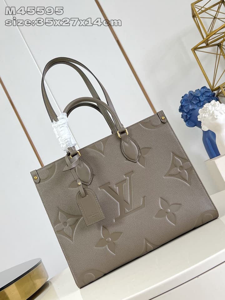 Louis Vuitton OnTheGo Medium Monogram Empreinte Tote in Taupe Monogram Empreinte
