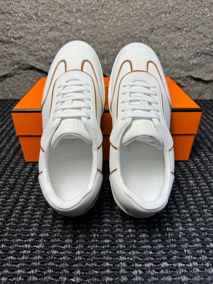 Hermès Laser-Punched H Nappa Calfskin Sneakers in Black