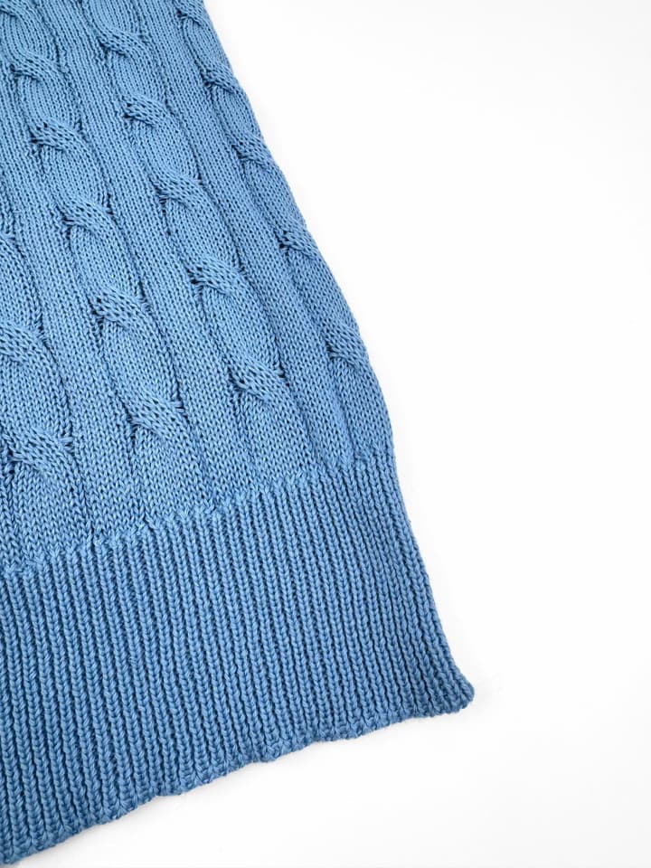 Ralph Lauren Cable-Knit Short-Sleeve Sweater in Glacier Mist Blue