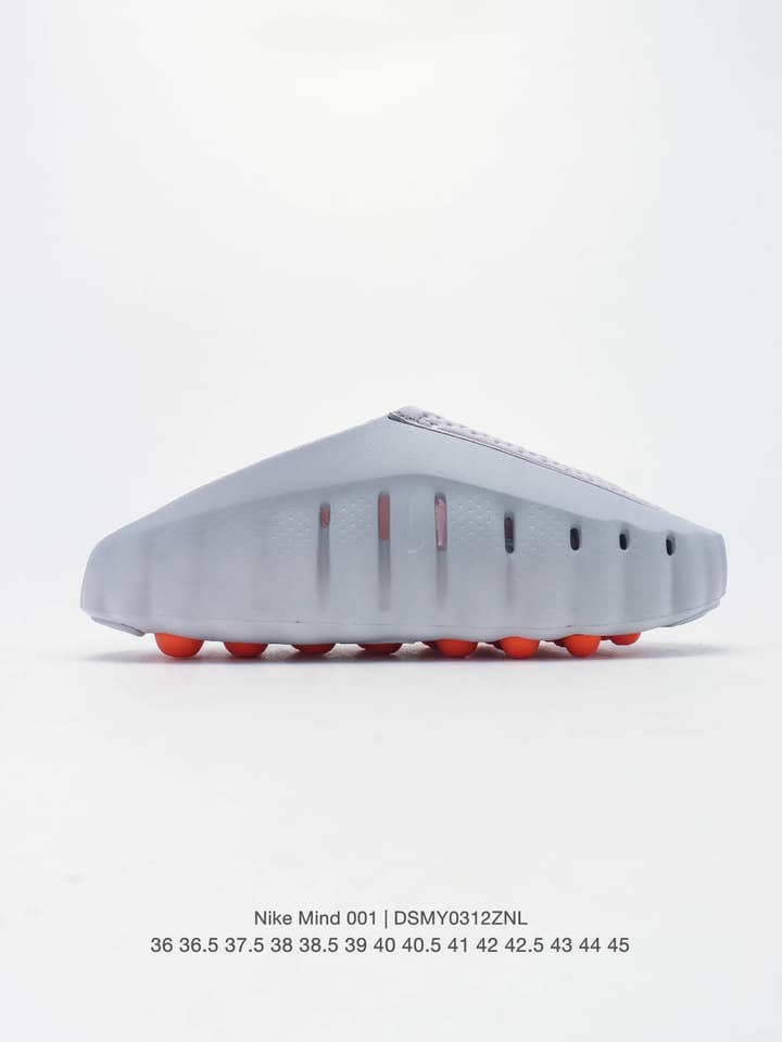 Nike Mind 001 Recovery Mules – 2025 in Light Grey With Orange Accents