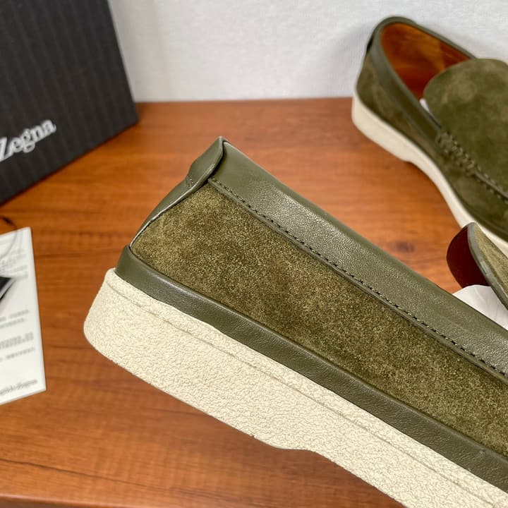 Zegna Men's Suede Leather Slip-On Loafers in Black Suede Loafer