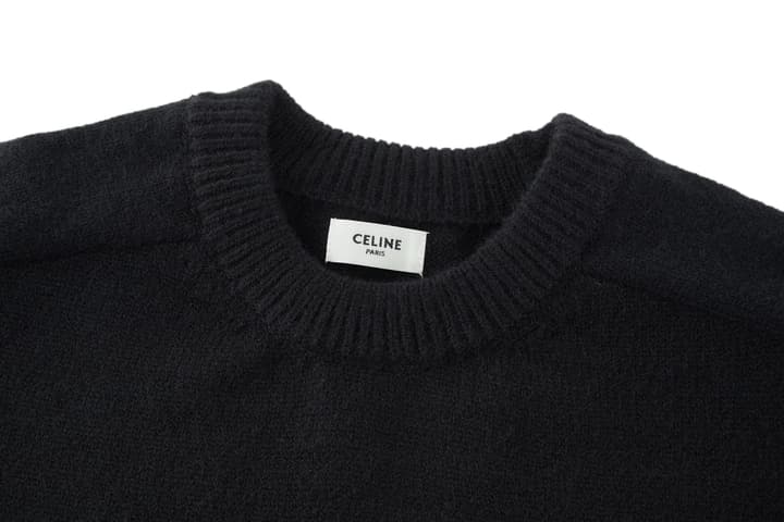 Celine Triomphe Embroidered Knit Sweater in Black