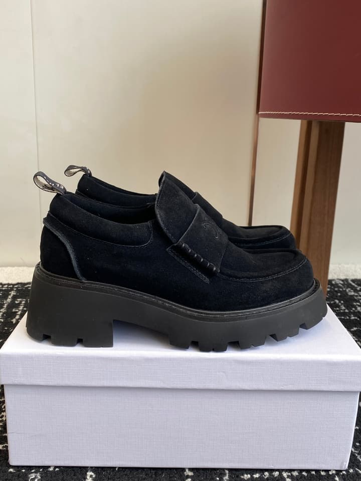 Celine Lisa Platform Loafers – 25SS Autumn/Winter Collection in Brown Suede Velcro