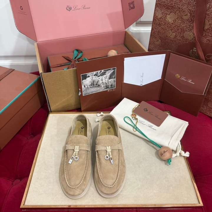 Loro Piana Summer Charms Walk Loafers – Kids Collection in Dusty Lavender Pink