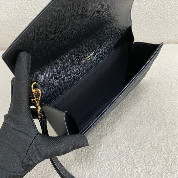 Saint Laurent Cassandre Grained Leather Clutch Bag