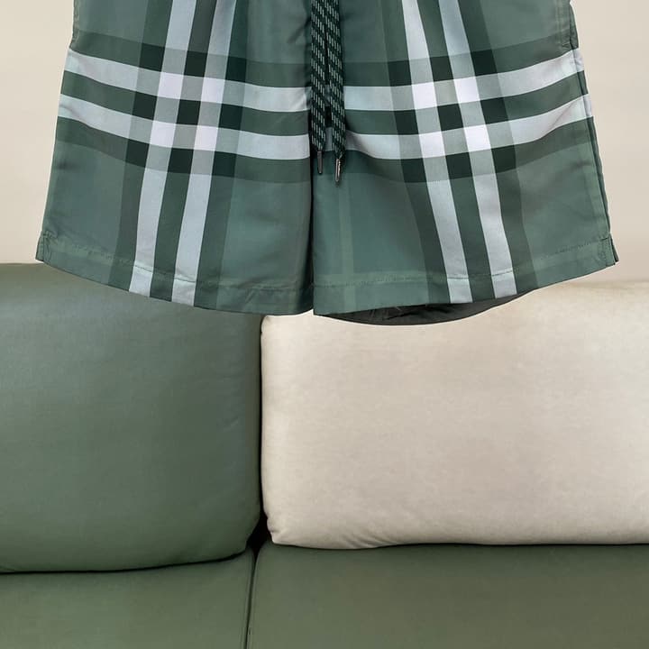 Burberry Check Men's Quick-Dry Swim Trunks in Beige