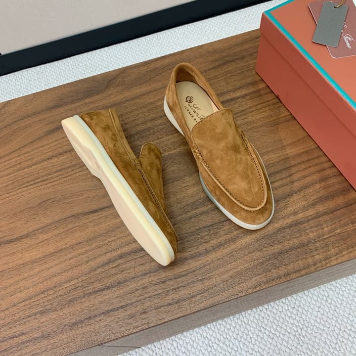 Loro Piana Glossy Cashmere Loafers in Blush Pink Suede