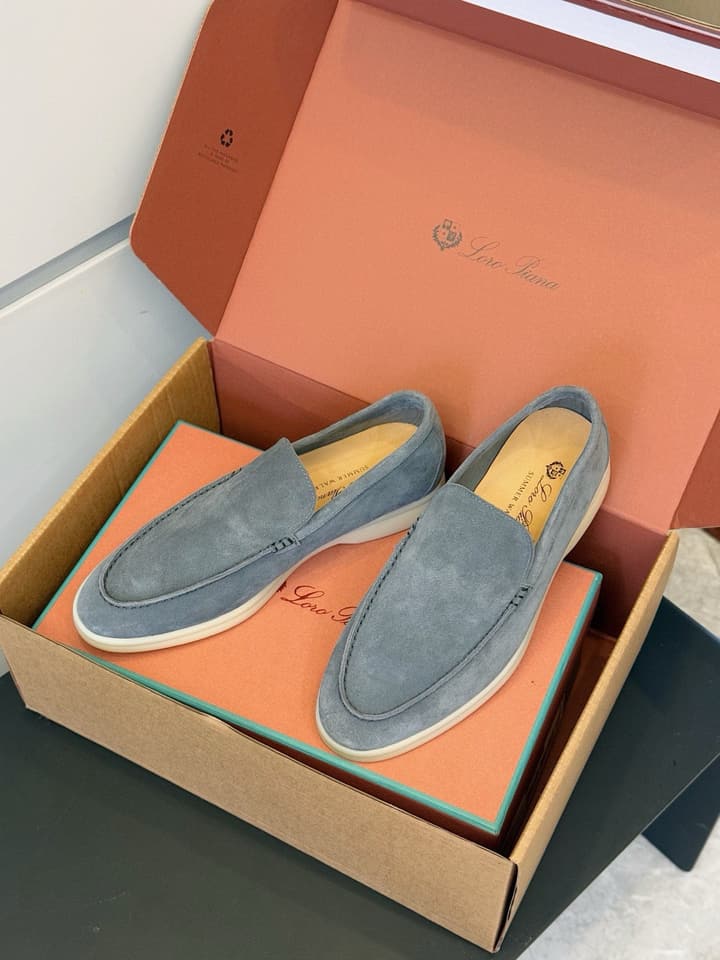 Loro Piana Italian Handmade Suede Loafers in Camel Brown Suede