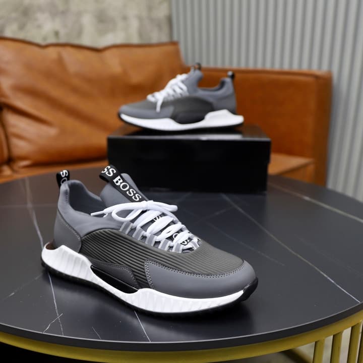 Boss Men's Knit Sneakers in Black Laced