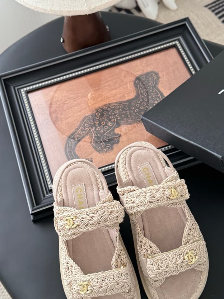 Chanel Velcro Flat Sandals – 25SS Collection in Beige