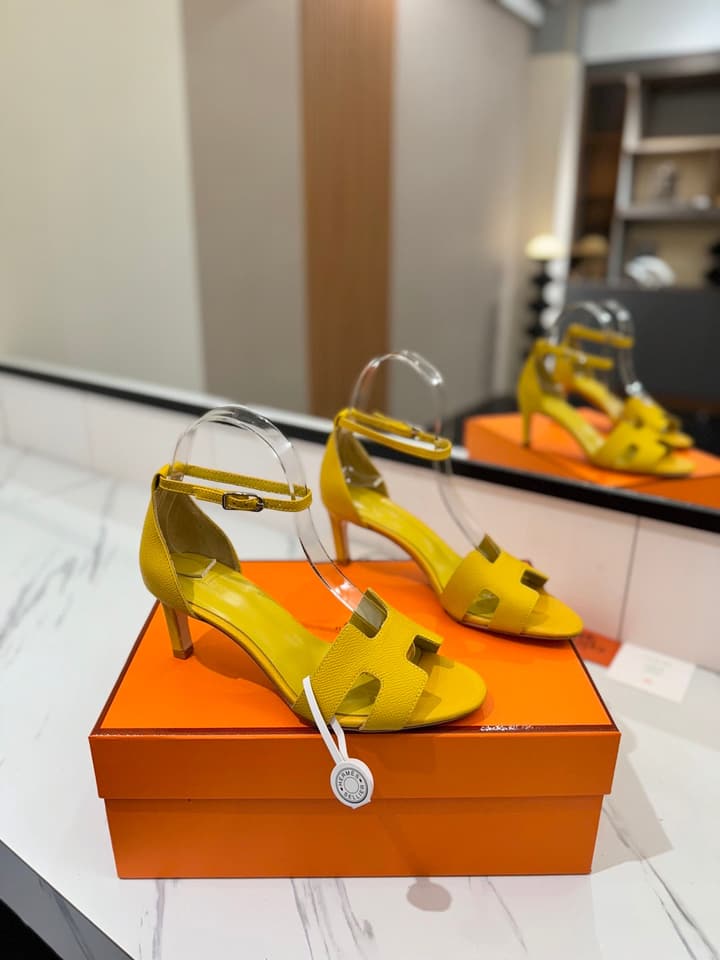 Hermès Classic Palm Grain Cowhide Heels – 6.5cm in Black