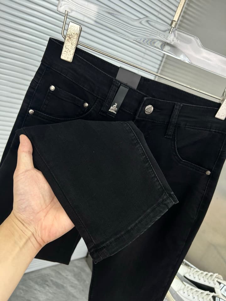 Prada Men's Washed Denim Jeans – 2025 Collection in Solid Black