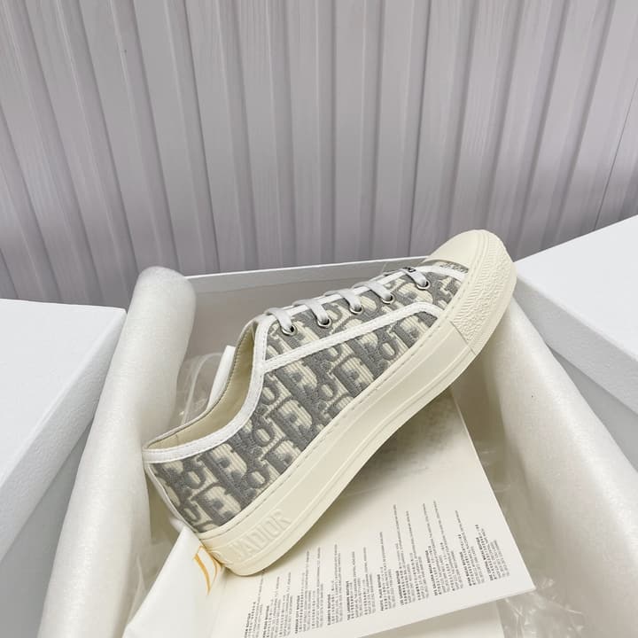 Dior Embroidered Flat Sport Sneakers in Grey Oblique Embroidery