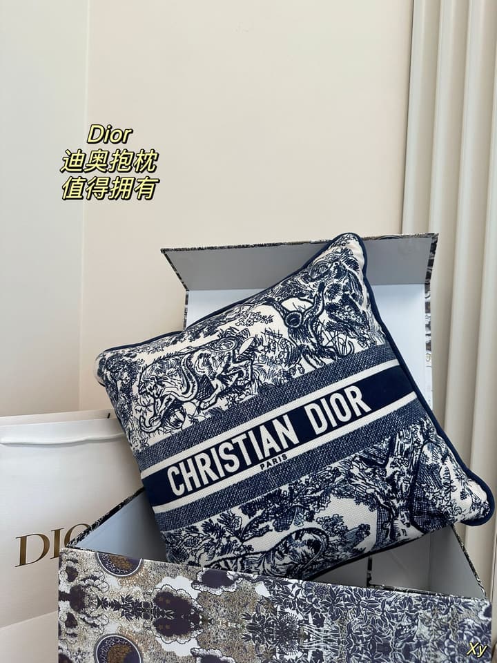 Dior Limited Edition Home Pillow in Black And White Toile Pattern