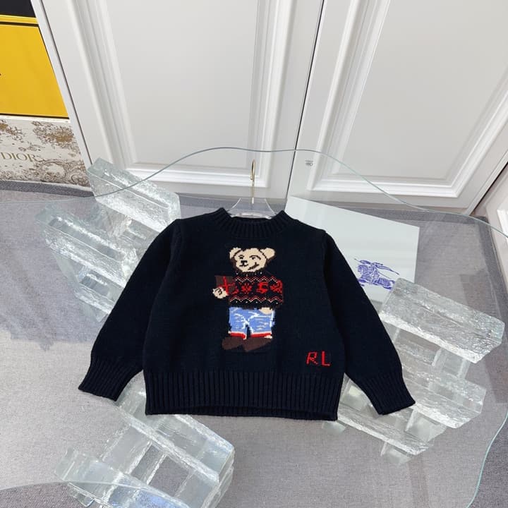 Ralph Lauren Kids Knitted Sweater – Kids Collection in Dark Navy Bear Sweater