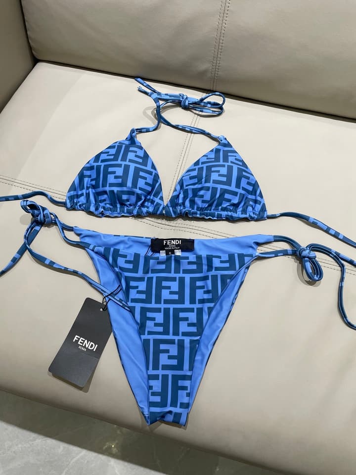 Fendi Versatile One-Piece Bikini Swimsuit in Brown Ff Logo Bikini