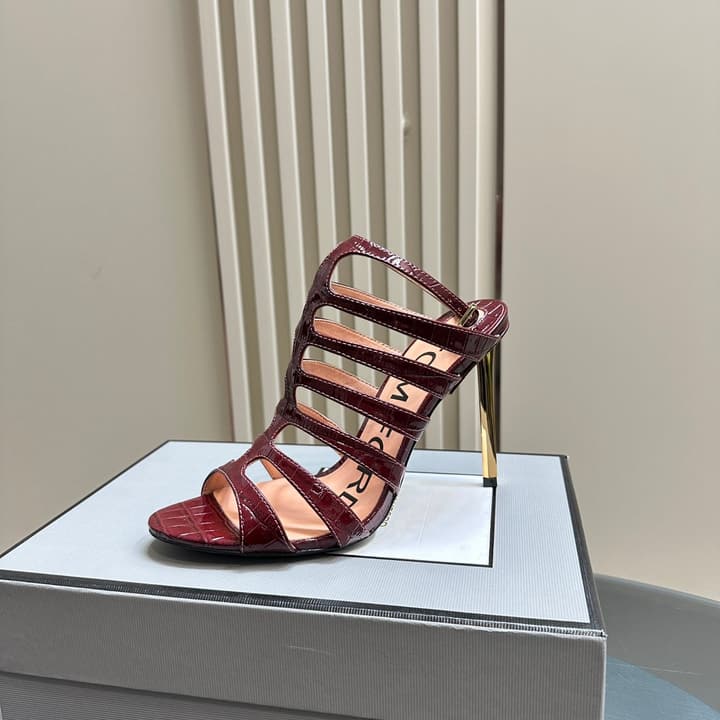 Tom Ford Metallic Slingback Mesh Heels – 2024 Runway Collection in Beige