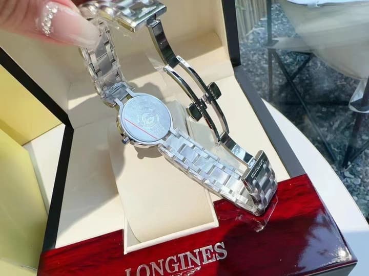 Longines Heart Moon Phase Watch in Stainless Steel Bracelet, White Moon Phase Dial
