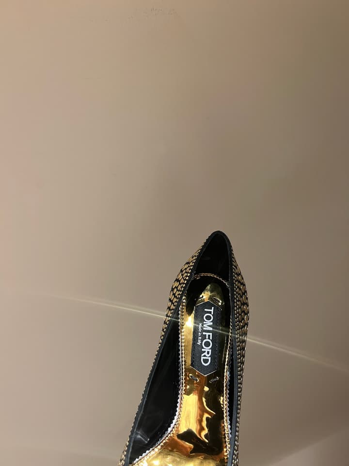 Tom Ford Crystal-Embellished Gold Heeled Sandals