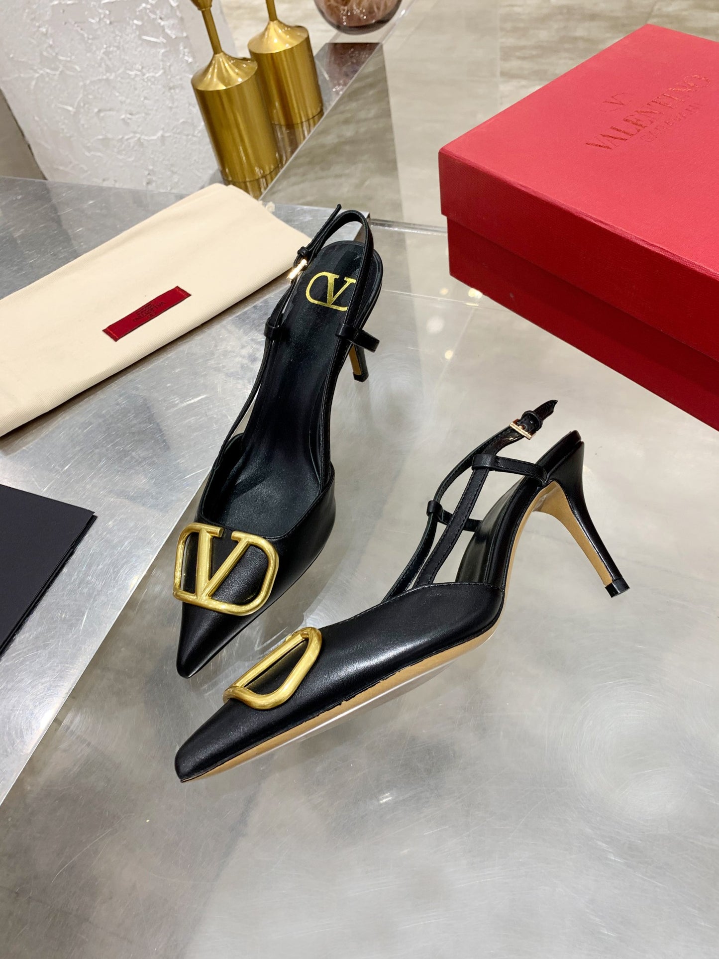 Valentino VLogo Signature Pointed Toe Patent Leather Pumps