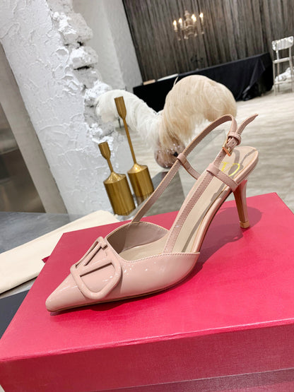 Valentino VLogo Pointed-Toe Patent Leather Pumps
