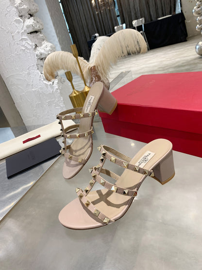 Valentino Rockstud Classic Block Heel Sandals