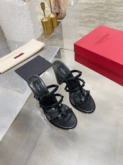 Valentino Studded Classic Block Heel Sandals