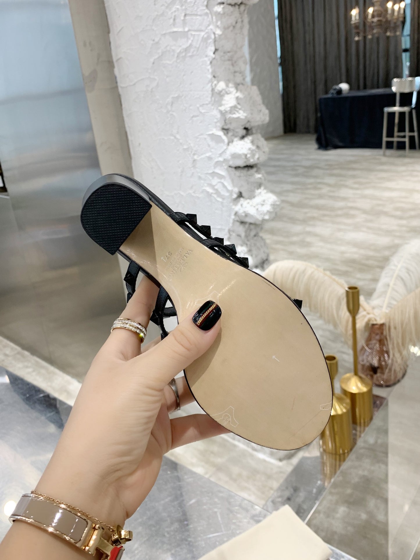 Valentino Studded Classic Block Heel Sandals