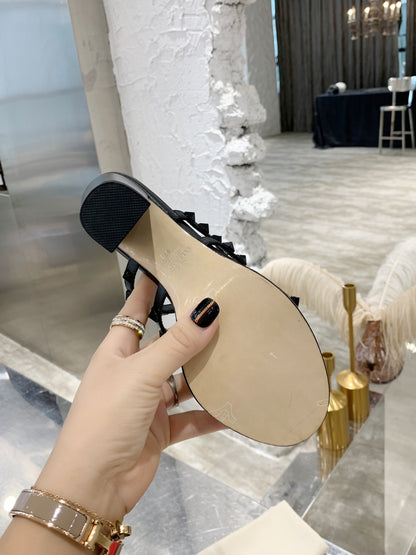 Valentino Studded Classic Block Heel Sandals