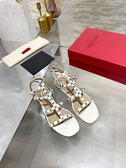 Valentino Studded Classic Block Heel Sandals