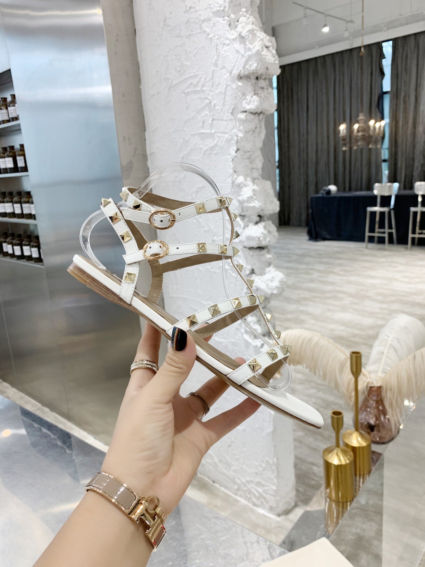 Valentino Studded Classic Block Heel Sandals