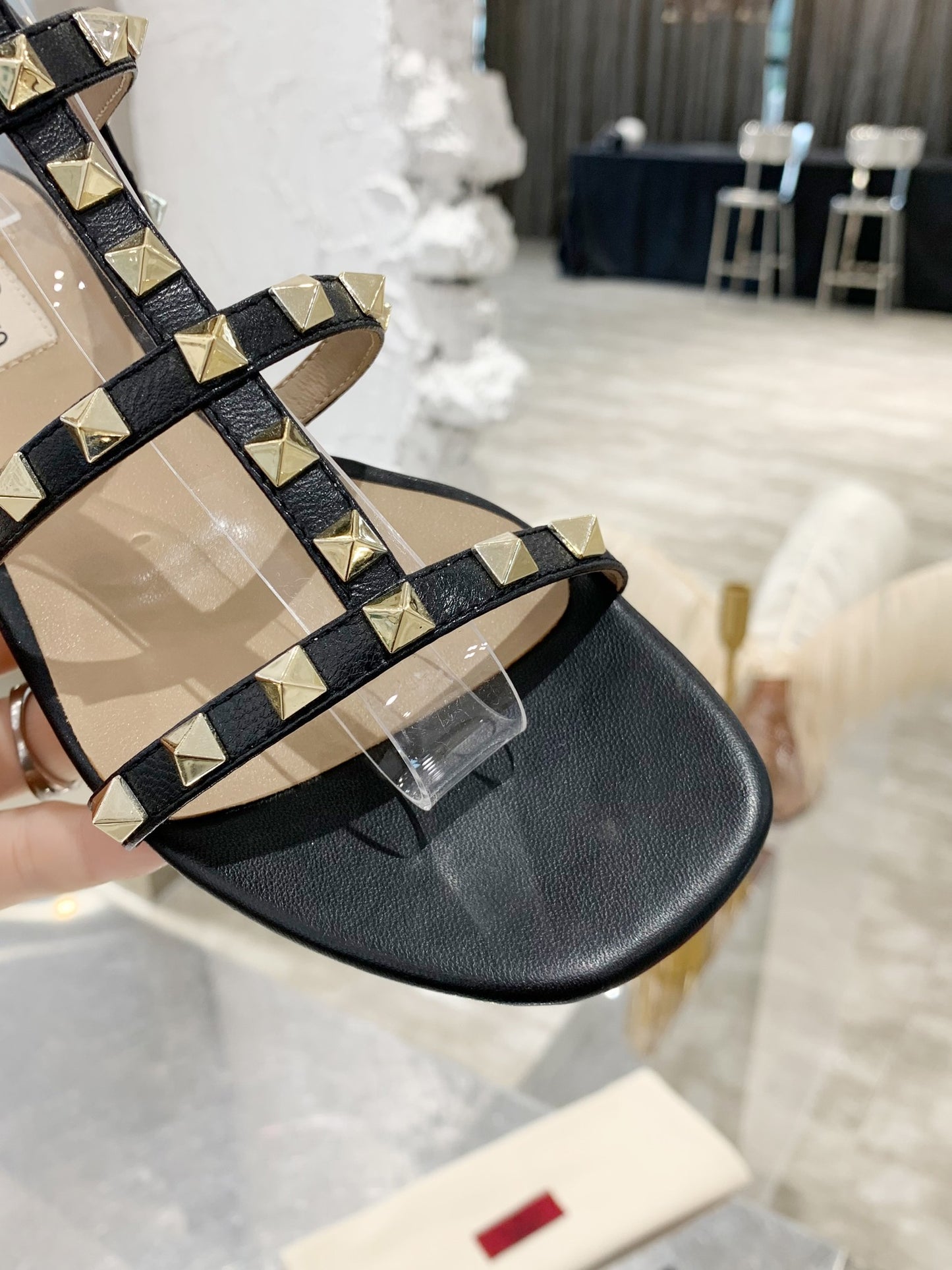 Valentino Studded Classic Block Heel Sandals