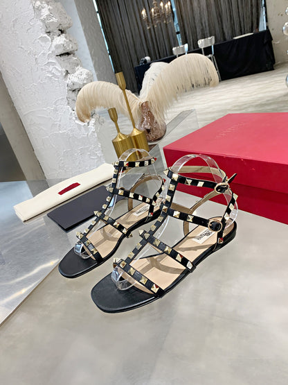 Valentino Studded Classic Block Heel Sandals